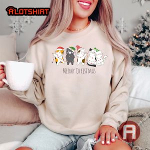 Meowy Christmas Shirt Gifts For Cat Lover