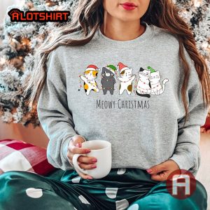 Meowy Christmas Shirt Gifts For Cat Lover