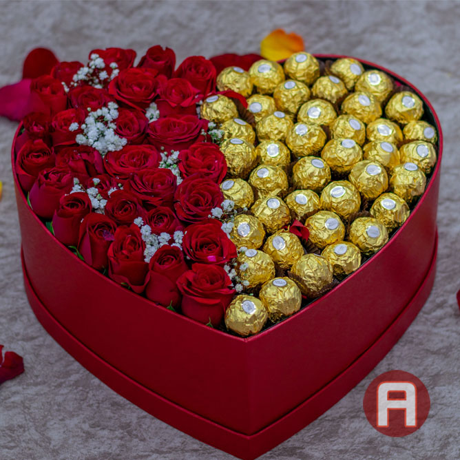 Chocolate box and roses