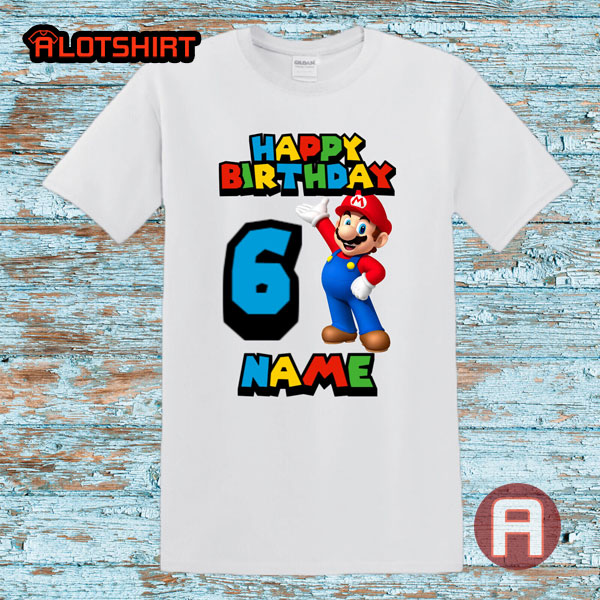 Mario Personalised Kids Birthday Party Boy T-shirt