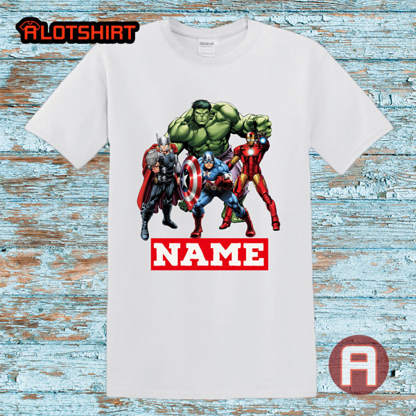 Personalised Kids Birthday With Marvel Superheroes T-shirt
